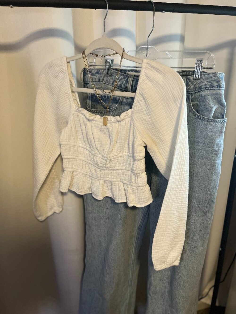 White Long Sleeve Crop Top